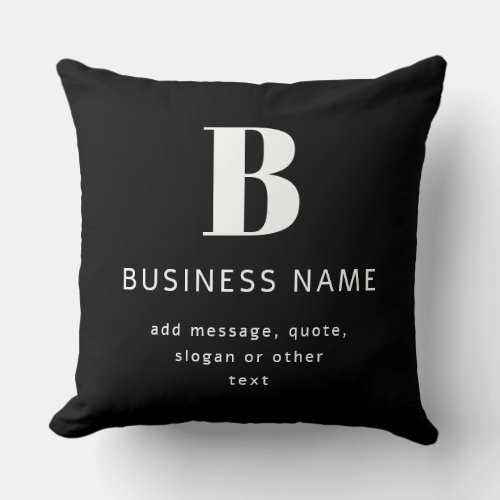 Create Business Name Monogram  Additional Text Throw Pillow
