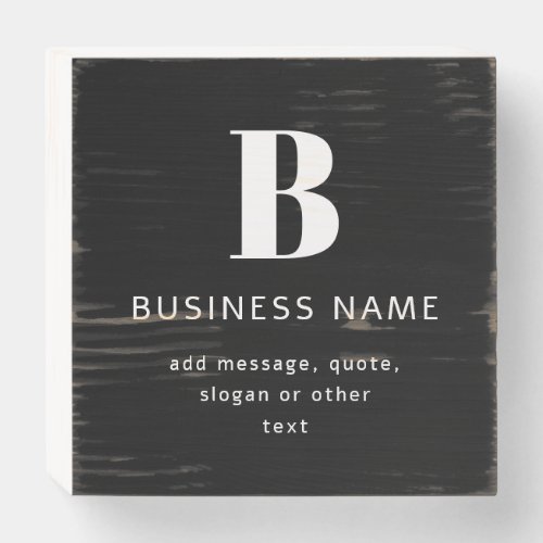 Create Business Name Monogram  Additional Text Wooden Box Sign