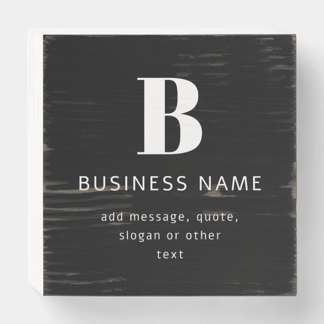 Create Business Name, Monogram & Additional Text Wooden Box Sign (Front Horizontal)