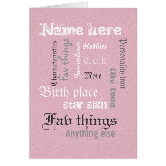 Create chalk board word cloud card, pink template (Front)