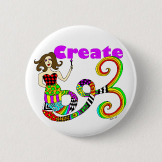 Create Colorful Mermaid Muse Round Button
