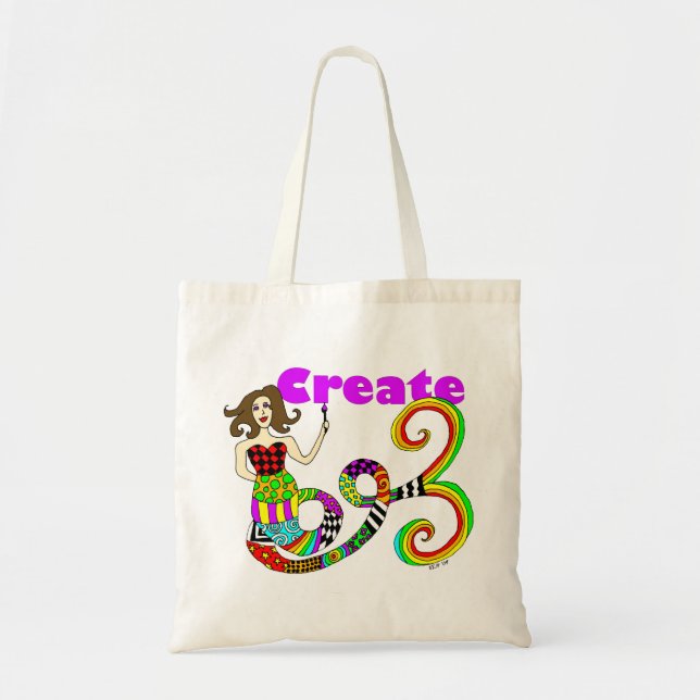 Create Colorful Mermaid Muse Tote Bag (Front)