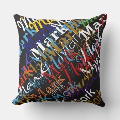 create colorful names pattern  custom throw pillow