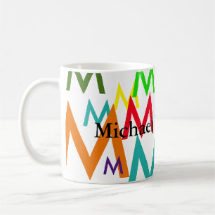 create colorful pattern of initial letters coffee mug