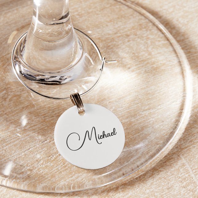 Create Custom Black and White Monogram Wine Charm (Create Custom Black and White Monogram Wine Charm)