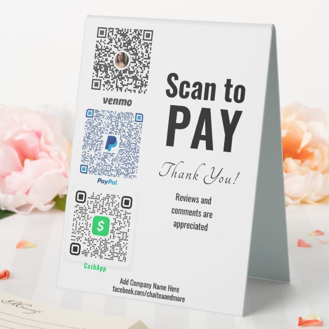 Create Custom Business Pay Here  Table Tent (In SItu (Wedding))