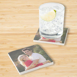 Create Custom Couple Newlywed Photo Stone Coaster