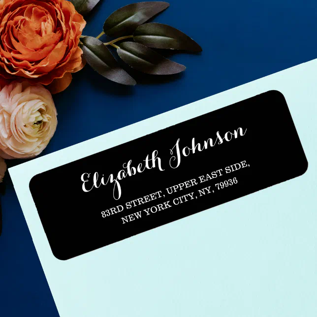 Create Custom Elegant Black & White Return Address Label | Zazzle