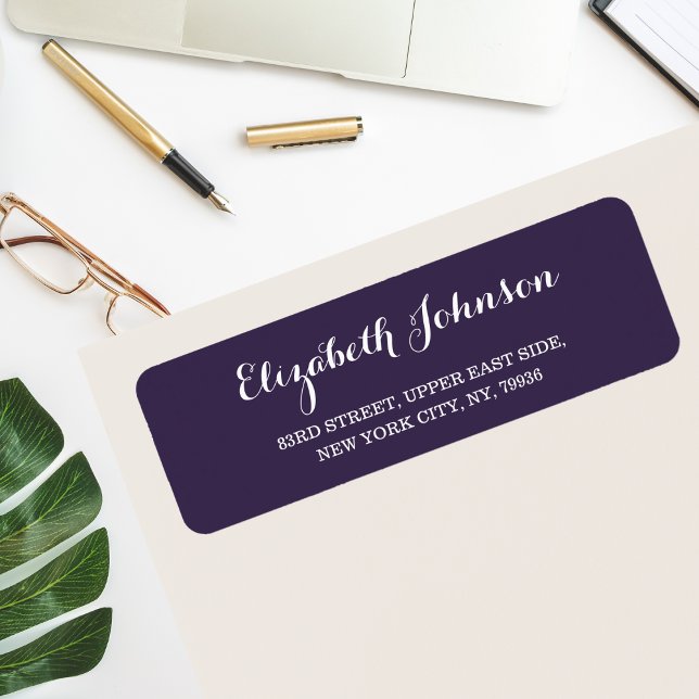 Create Custom Elegant Dark Purple Return Address Label (Create Custom Elegant Dark Purple Return Address Label)
