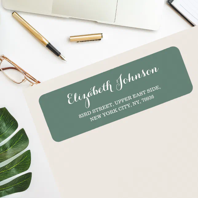 Create Custom Elegant Dusty Green Return Address Label | Zazzle