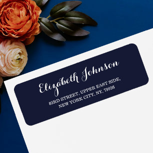 Create Custom Elegant Navy Blue Return Address Label