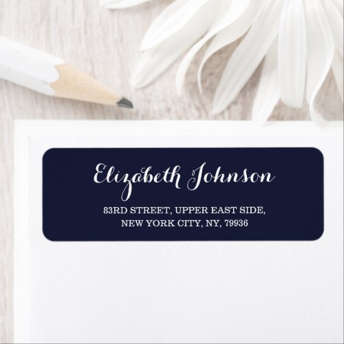 Create Custom Elegant Navy Blue Return Address Label