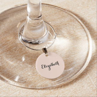 Create Custom Elegant Rose Gold Black Monogram Wine Charm
