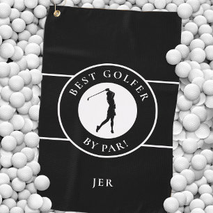 Create Custom Fun Golf Lover Modern Golfer Black Towel
