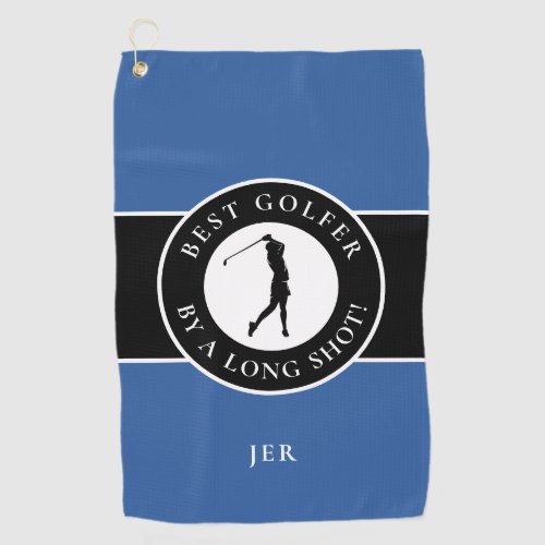 Create Custom Fun Golf Lover Modern Golfer Blue Golf Towel