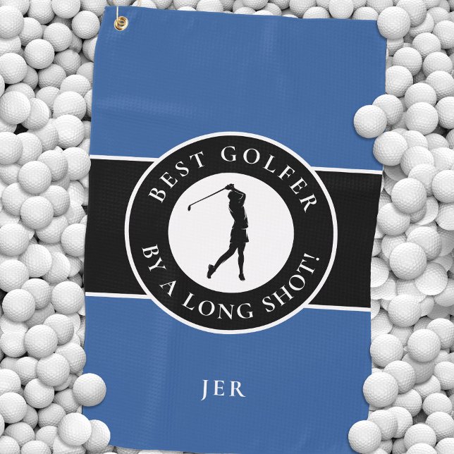 Create Custom Fun Golf Lover Modern Golfer Blue Towel (Creator Uploaded)