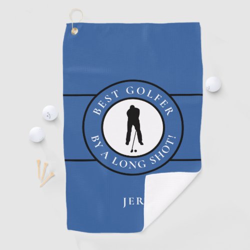 Create Custom Fun Golfer Modern Pro Blue Monogram Golf Towel