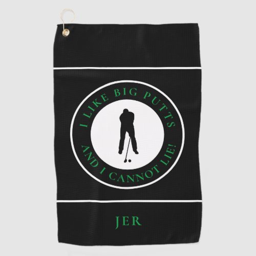 Create Custom Fun Golfer Modern Sports Black Green Golf Towel
