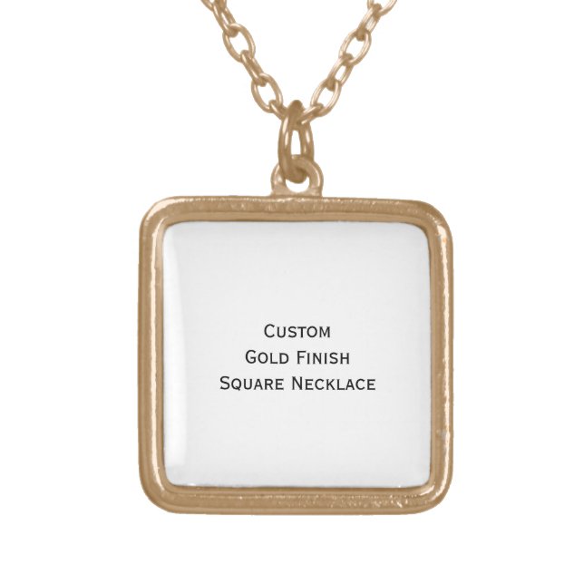 Create Custom Gold Finish Square Photo Necklace (Front)