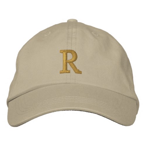 Create Custom Gold Monogram Mens Womens Kids Khaki Embroidered Baseball Cap