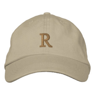 Create Custom Gold Monogram Mens Womens Kids Khaki Embroidered Baseball Cap