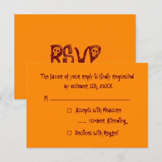 Create Custom Halloween Party RSVP Invitation Card (Front/Back)