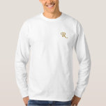 Create Custom Mens Gold Monogram Initial  Embroidered Long Sleeve T-Shirt<br><div class="desc">Create your own custom, personalized, casual, loose fitting, heavyweight, 100% cotton, mens faux gold monogram / initials embroidered long sleeve t-shirt. Simply type in your initial / monogram, to customize. Makes a great custom gift, for brother, son, father, husband, boyfriend, grandpa, ..the special men in your life, for birthday, wedding,...</div>