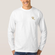 Create Custom Mens Gold Monogram Initial  Embroidered Long Sleeve T-shirt at Zazzle