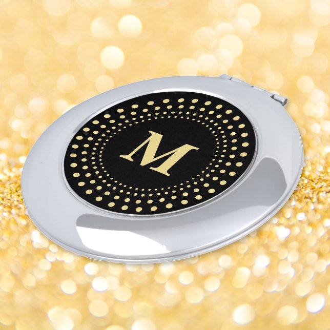 Create Custom Modern Elegant Black Gold Monogram Compact Mirror (Create Custom Modern Elegant Black Gold Monogram Compact Mirror)
