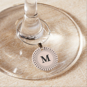 Create Custom Modern Elegant Rose Gold Monogram Wine Charm