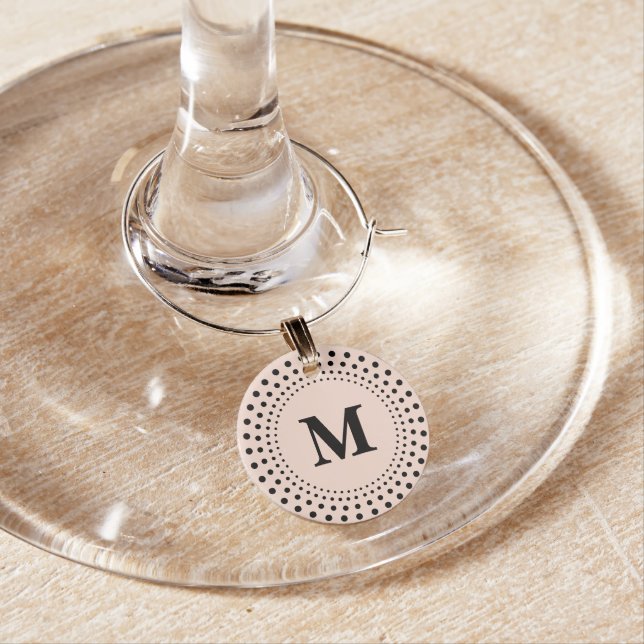 Create Custom Modern Elegant Rose Gold Monogram Wine Charm (In Situ)