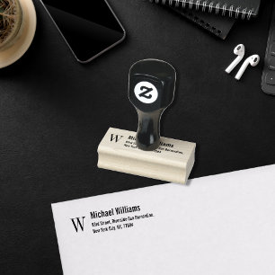 Create Custom Monogram Modern Name Return Address Rubber Stamp