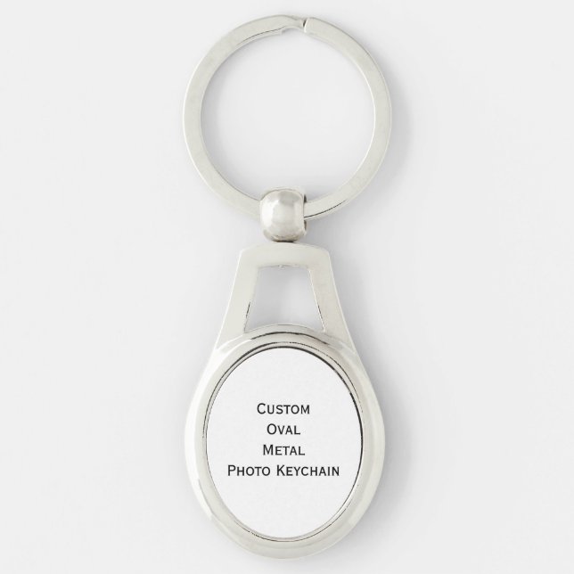 Create Custom Oval Metal Photo Keychain Keyring (Front)
