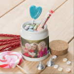 Create Custom Personalized 3 Photo Gold Monogram Candy Jar<br><div class="desc">Create your own custom, personalized, beautiful elegant faux gold script typography font, 3 photo collage with faux gold background, bright white porcelain, microwave and dishwasher safe, photo candy jar with a cork lid. To customize, simply type in your greetings or name or text, and add 3 of your favorite kids...</div>