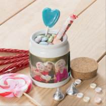 Create Custom Personalized 3 Photo Gold Monogram Candy Jar