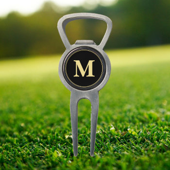 Create Custom Personalized Black Gold Monogrammed Divot Tool by iCoolCreate at Zazzle