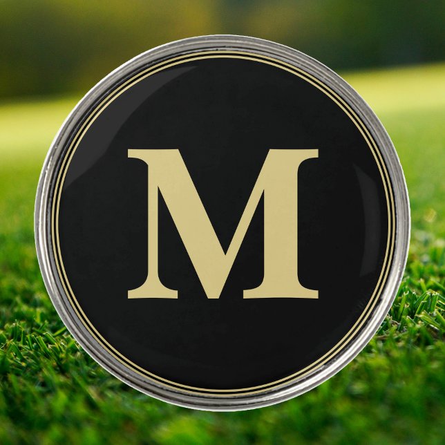 Create Custom Personalized Black Gold Monogrammed Golf Ball Marker (Create Custom Personalized Black Gold Monogrammed Golf Ball Marker)