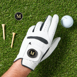 Create Custom Personalized Black Gold Monogrammed Golf Glove