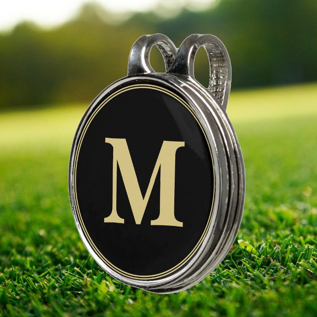Create Custom Personalized Black Gold Monogrammed Golf Hat Clip (Create Custom Personalized Black Gold Monogrammed Golf Hat Clip)