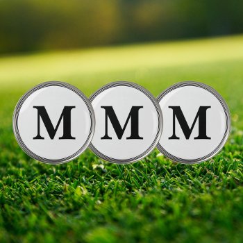 Create Custom Personalized Black White Monogrammed Golf Ball Marker by iCoolCreate at Zazzle