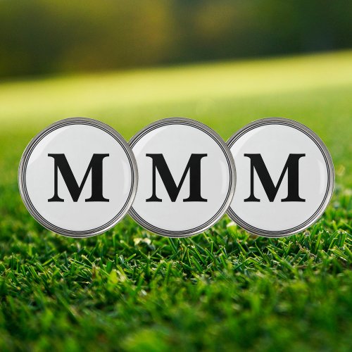 Create Custom Personalized Black White Monogrammed Golf Ball Marker
