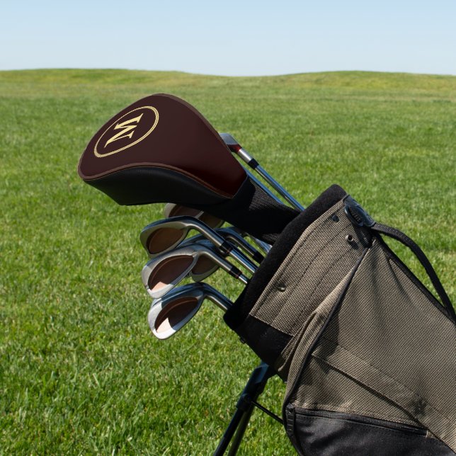 Create Custom Personalized Brown Gold Monogrammed Golf Head Cover (In Situ)