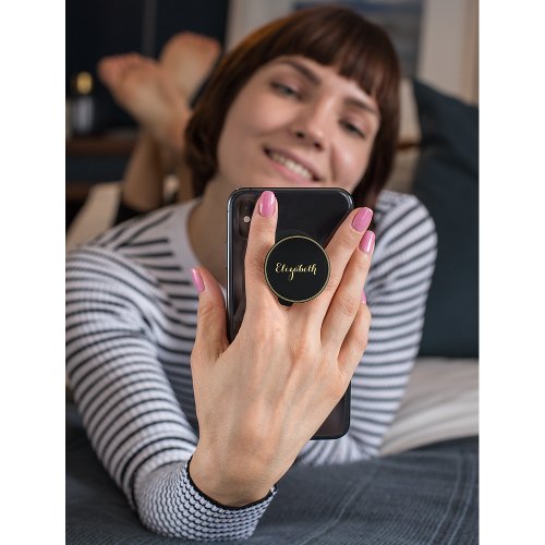 Create Custom Personalized Elegant Black Gold Name PopSocket