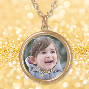 Create Custom Personalized Elegant Photo Picture Gold Plated Necklace