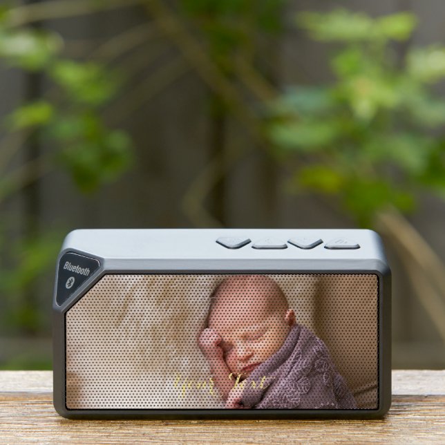 Create Custom Personalized Faux Gold Text Photo Bluetooth Speaker (Insitu(Outdoor))