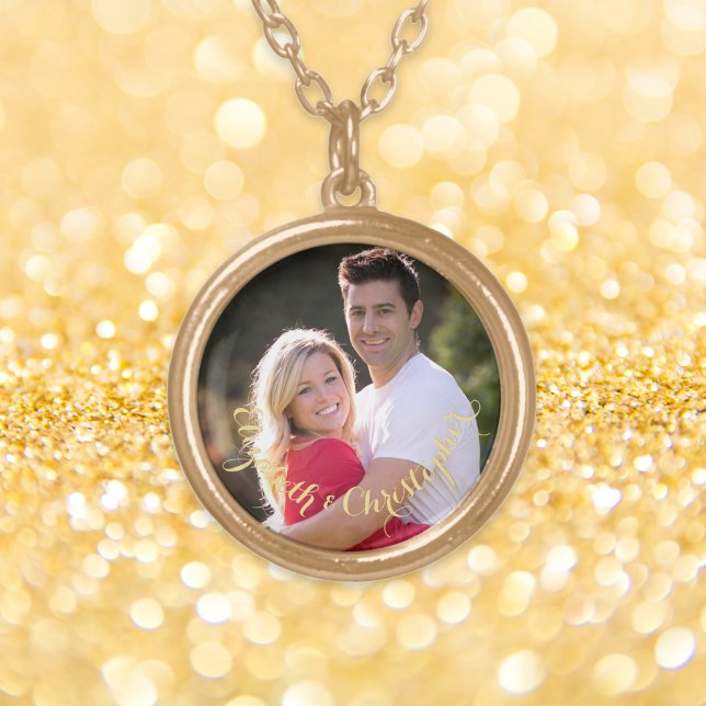 Create Custom Personalized Gold Finish Round Photo Gold Plated Necklace (Create Custom Personalized Gold Finish Round Photo Gold Plated Necklace)