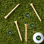 Create Custom Personalized Green Gold Monogrammed Golf Tees<br><div class="desc">Create your own custom, personalized, faux gold monogram monogrammed on dark forest green background, cool, unique, elegant, stylish, high-quality, durable, wooden golf tees. Simply type in your initials / monogram, to customize. While you add / design, you'll be able to see a preview of your creation, throughout. Make a great...</div>