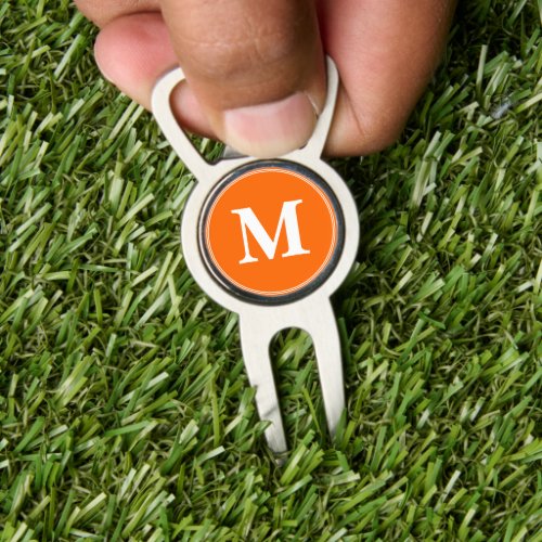 Create Custom Personalized Orange White Monogram Divot Tool