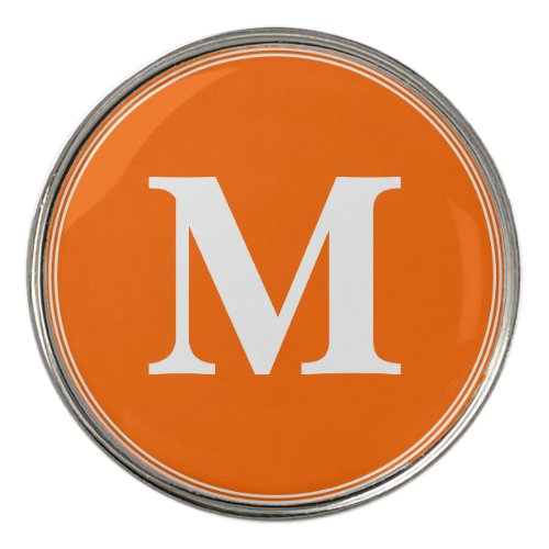Create Custom Personalized Orange White Monogram Golf Ball Marker