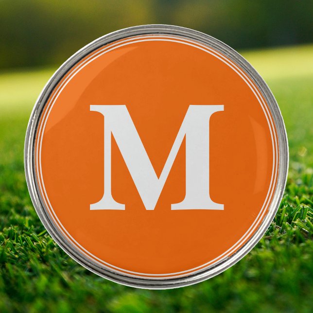Create Custom Personalized Orange White Monogram Golf Ball Marker (Create Custom Personalized Orange White Monogram Golf Ball Marker)